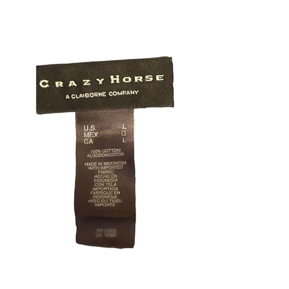 Crazy Horse Mens White & Black Grid Print Long-Sleeve Button-Down Shirt Large - Picture 3 of 16